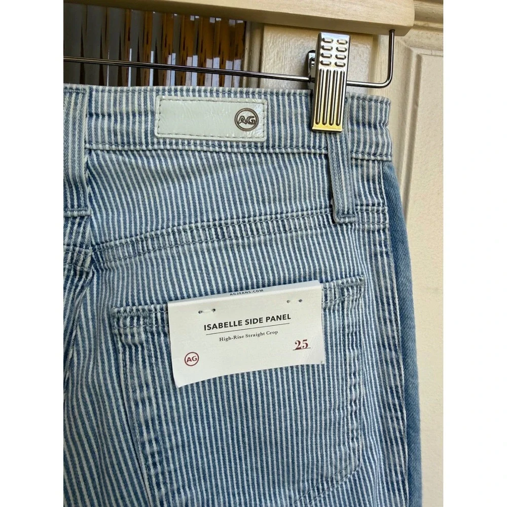 AG Adriano Goldschmied Isabelle Side Panel Striped High Rise Straight‎ Size 25